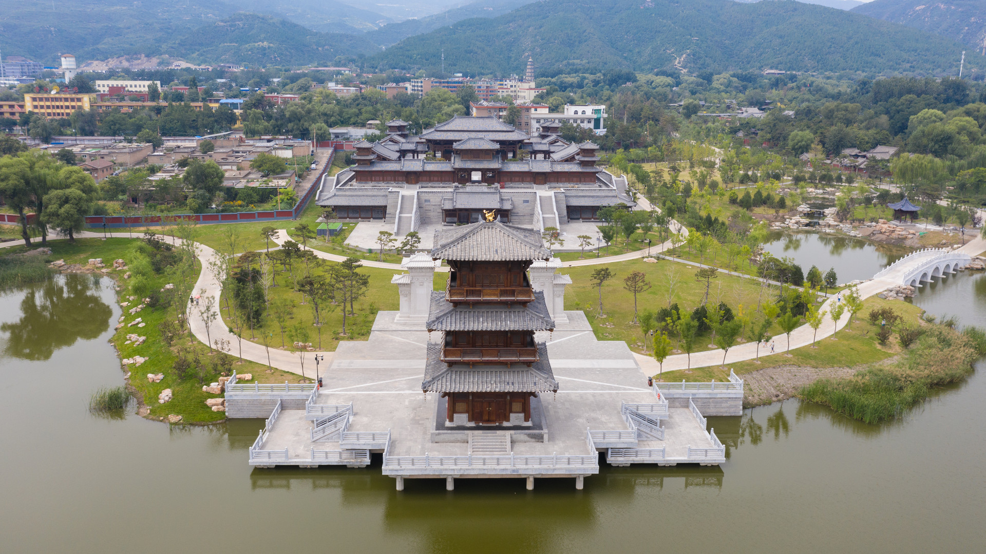 山西太原晉祠古建筑航拍封面圖